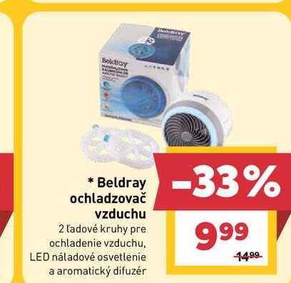 Beldray ochladzovač vzduchu 2 ľadové kruhy pre ochladenie vzduchu, LED náladové osvetlenie a aromatický difuzér