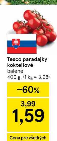 Tesco paradajky kokteilové balené, 400 g