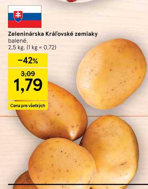 Zeleninárska Kráľovské zemiaky balené 2,5 kg