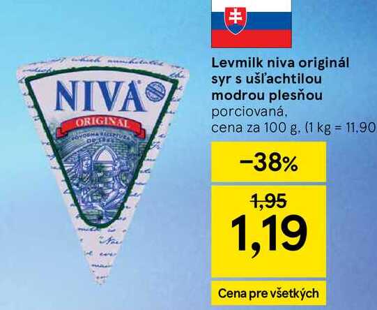 Levmilk niva originál syr s ušľachtilou modrou plesňou porciovaná cena za 100 g