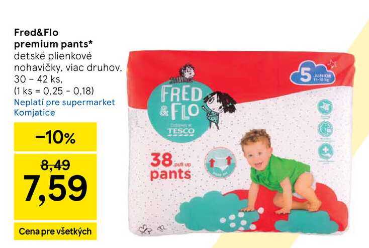 Fred&Flo premium pants detské plienkové nohavičky, viac druhov 30-42 ks