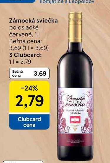 Zámocká sviečka polosladké červené, 1l