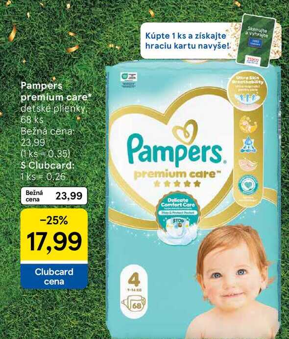 Pampers premium care detské plienky, 68 ks