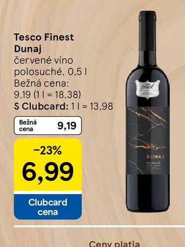 Tesco Finest Dunaj červené víno polosuché, 0,5l  v akcii