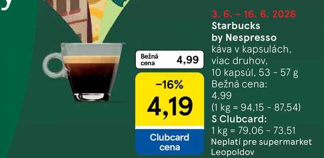 Starbucks by Nespresso káva v kapsulách, 10 kapsúl