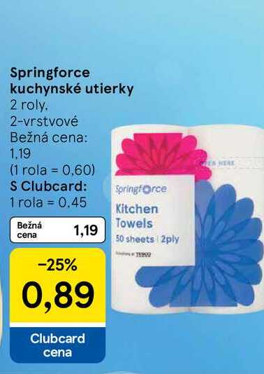 Springforce kuchynské utierky 2 roly 2-vrstvové
