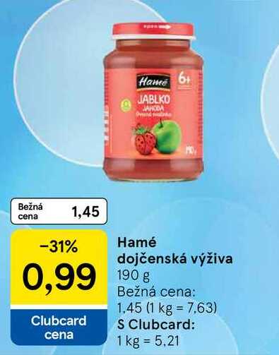 Hamé dojčenská výživa 190 g 
