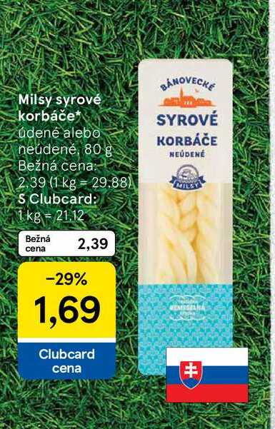 Milsy syrové korbáče údené alebo neúdené, 80 g 