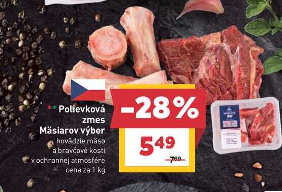Polievková zmes Mäsiarov výber hovädzie mäso a bravčové kosti vochrannej atmosfére cena za 1 kg