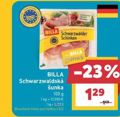 BILLA Schwarzwaldská šunka 100 g