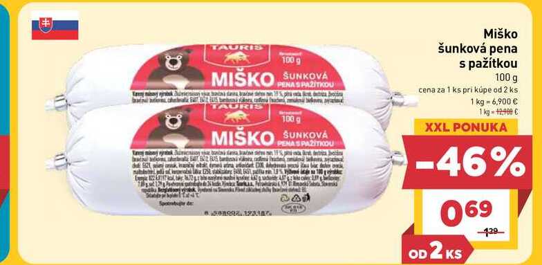  Miško šunková pena s pažítkou 100 g 