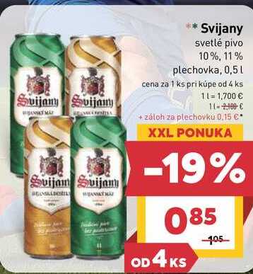 Svijany svetlé pivo 10%, 11% plechovka, 0,5l