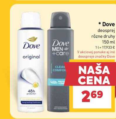 Dove deosprej rôzne druhy 150 ml