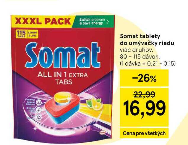 Somat tablety do umývačky riadu viac druhov, 80 - 115 dávok