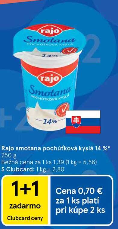 Rajo smotana pochúťková kyslá 14 % 250 g