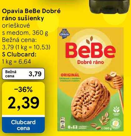 Opavia BeBe Dobré ráno sušienky orieškové s medom, 360 g  v akcii
