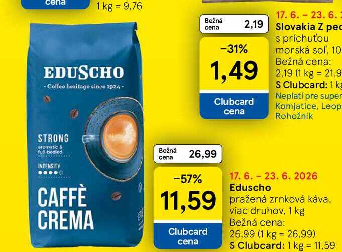 Eduscho pražená zrnková káva, viac druhov, 1 kg v akcii