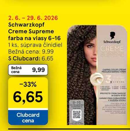 Schwarzkopf Creme Supreme farba na vlasy 6-16 1 ks
