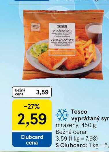 Tesco vyprážaný syr mrazený, 450 g