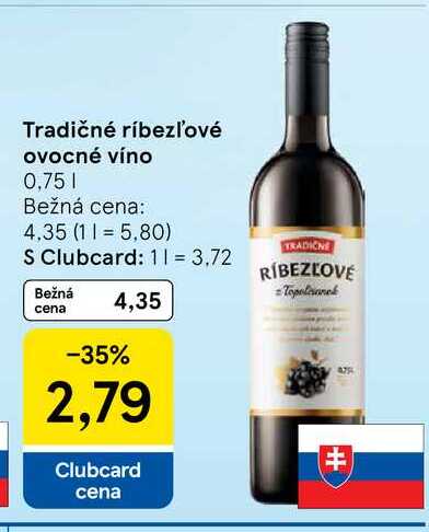 Tradičné ríbezľové ovocné víno 0.75l