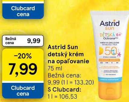Astrid Sun detský krém na opaľovanie 75 ml