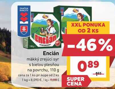Encián mäkký zrejúci syr s bielou plesňou na povrchu, 110 g