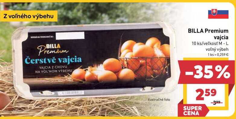 BILLA Premium vajcia 10 ks/veľkosť M - L voľný výbeh