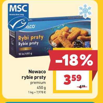 Nowaco rybie prsty premium 450 g 