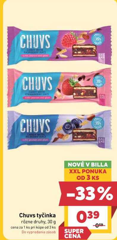 Chuvs tyčinka rôzne druhy, 30 g