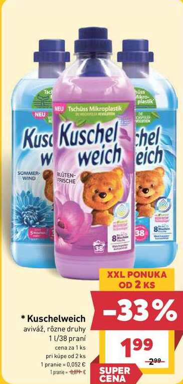 Kuschelweich aviváž, rôzne druhy 1l/38 praní