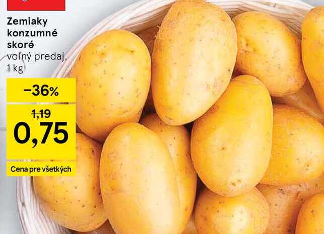 Zemiaky konzumné skoré voľný predaj 1 kg