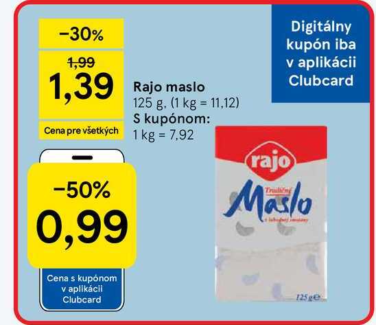 Rajo maslo 125 g v akcii