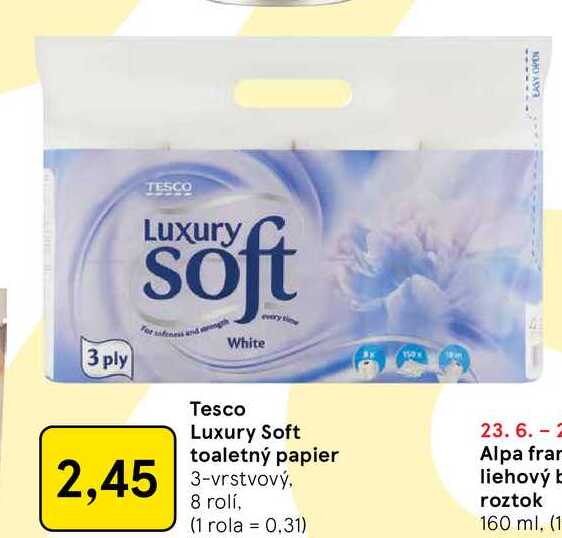 Tesco Luxury Soft toaletný papier 3-vrstvový 8 rolí