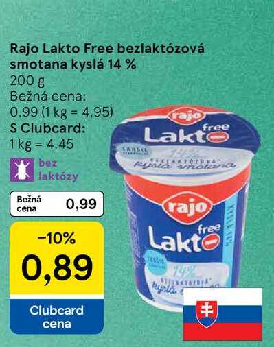 Rajo Lakto Free bezlaktózová smotana kyslá 14 % 200 g
