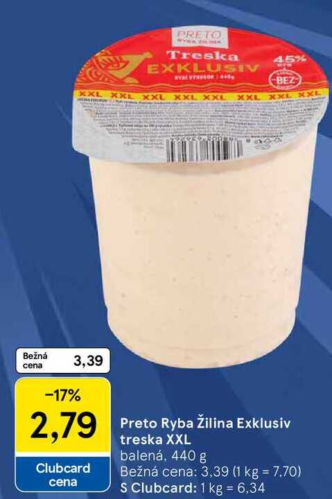 Preto Ryba Žilina Exklusiv treska XXL balená, 440 g 