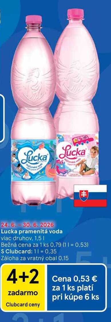 Lucka pramenitá voda viac druhov, 1,5L
