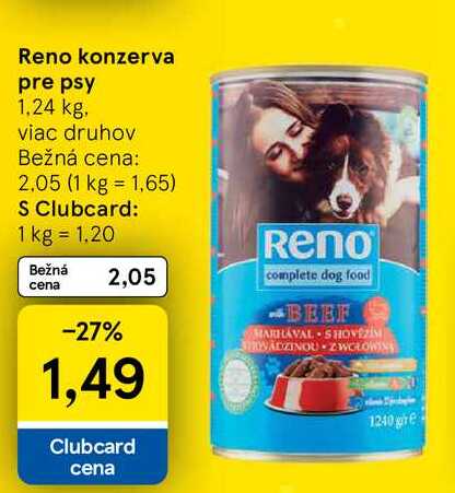Reno konzerva pre psy 1,24 kg