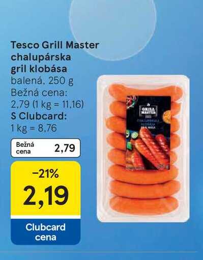 Tesco Grill Master chalupárska gril klobása balená, 250 g