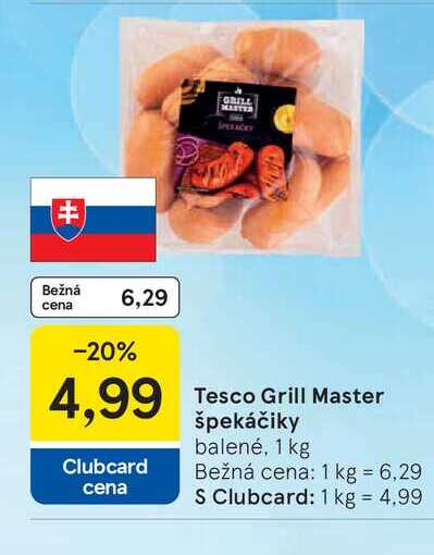 Tesco Grill Master špekáčiky balené, 1 kg