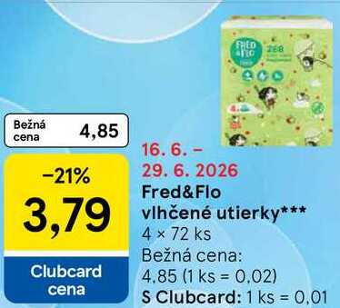 Fred & Flo vlhčené utierky 4 x 72 ks