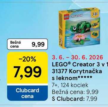 LEGO® Creator 3 v 1 31377 Korytnačka 7+, 124 kociek