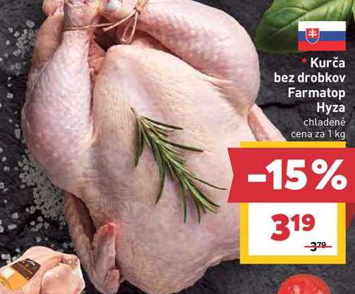 Kurča bez drobkov Farmatop Hyza chladené cena za 1 kg