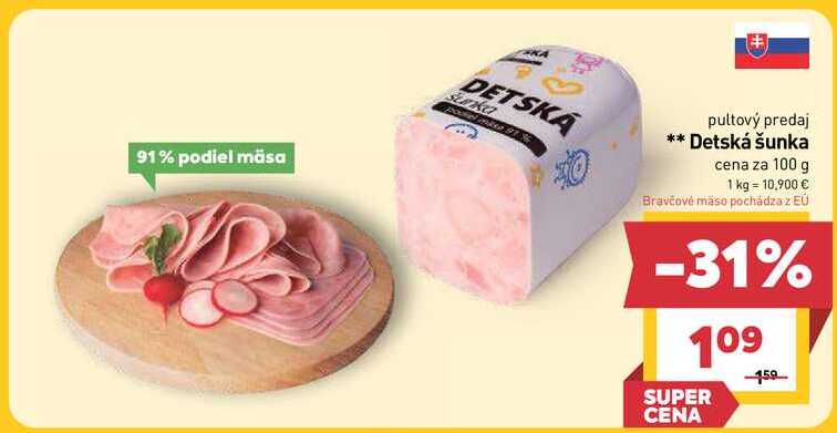 Detská šunka cena za 100 g