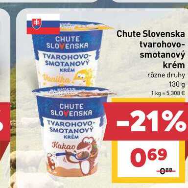 Chute Slovenska tvarohovo- smotanový krém rôzne druhy 130 g 