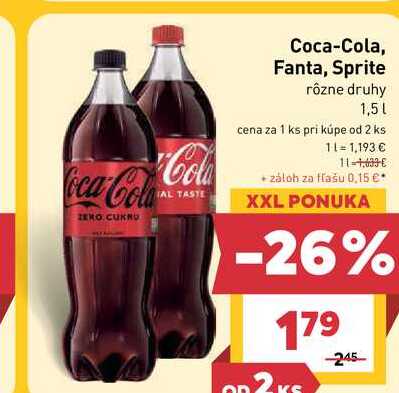 Coca-Cola 1,5 l, vybrané druhy 1.5l