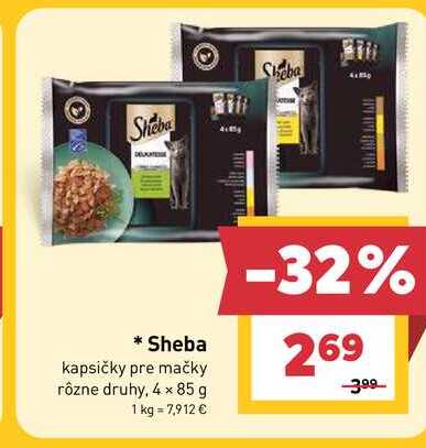 Sheba kapsičky pre mačky rôzne druhy, 4 x 85 g