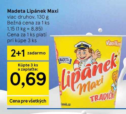 Madeta Lipánek Maxi viac druhov, 130 g