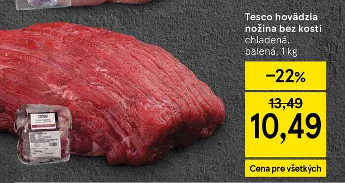 Tesco hovädzia nožina bez kosti chladená. balená, 1 kg 