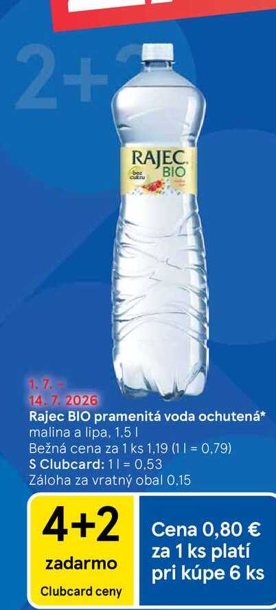 Rajec BIO pramenitá voda ochutená malina a lipa, 1,5 l