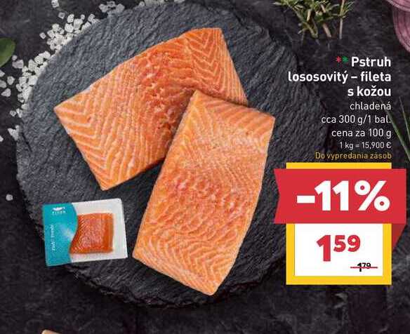 Pstruh Lososovitý fileta s kožou chladená cca 300 g/1 bal.  